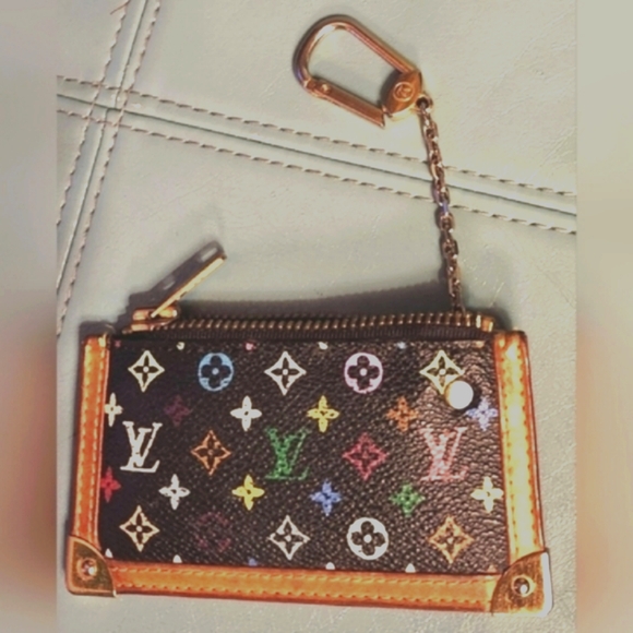 LOUIS VUITTON 2005 Takashi Murakami Collab Black Multi NEW Zipper Key Cles Purse - Picture 2 of 16